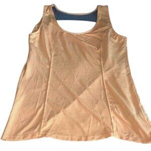 MPG Peach & Gray Striped Active Tank Top Womens Size S Polyester/Spandex